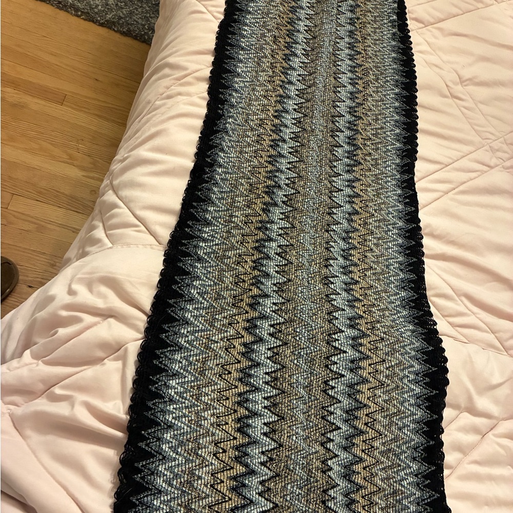 Missoni Black, Gray & Cream Zigzag Knit Scarf